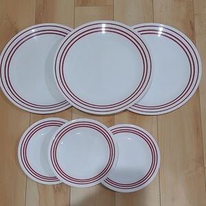 Corelle Ruby Red Dishes, 3 Dinner Plates and 3 Small Plates
